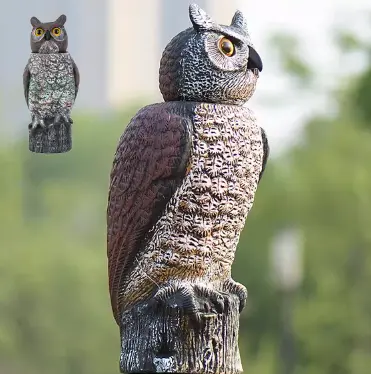 Innovative bird repellent: Haierc Natural Scarecrow Rotating Head Owl Plastic Owl